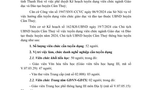 Thông báo tuyển dụng viên chức ngành Giáo dục